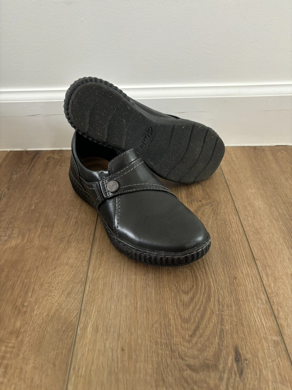 NUOVO mocassino perla Clarks donna nero Caroline taglia: 6 5