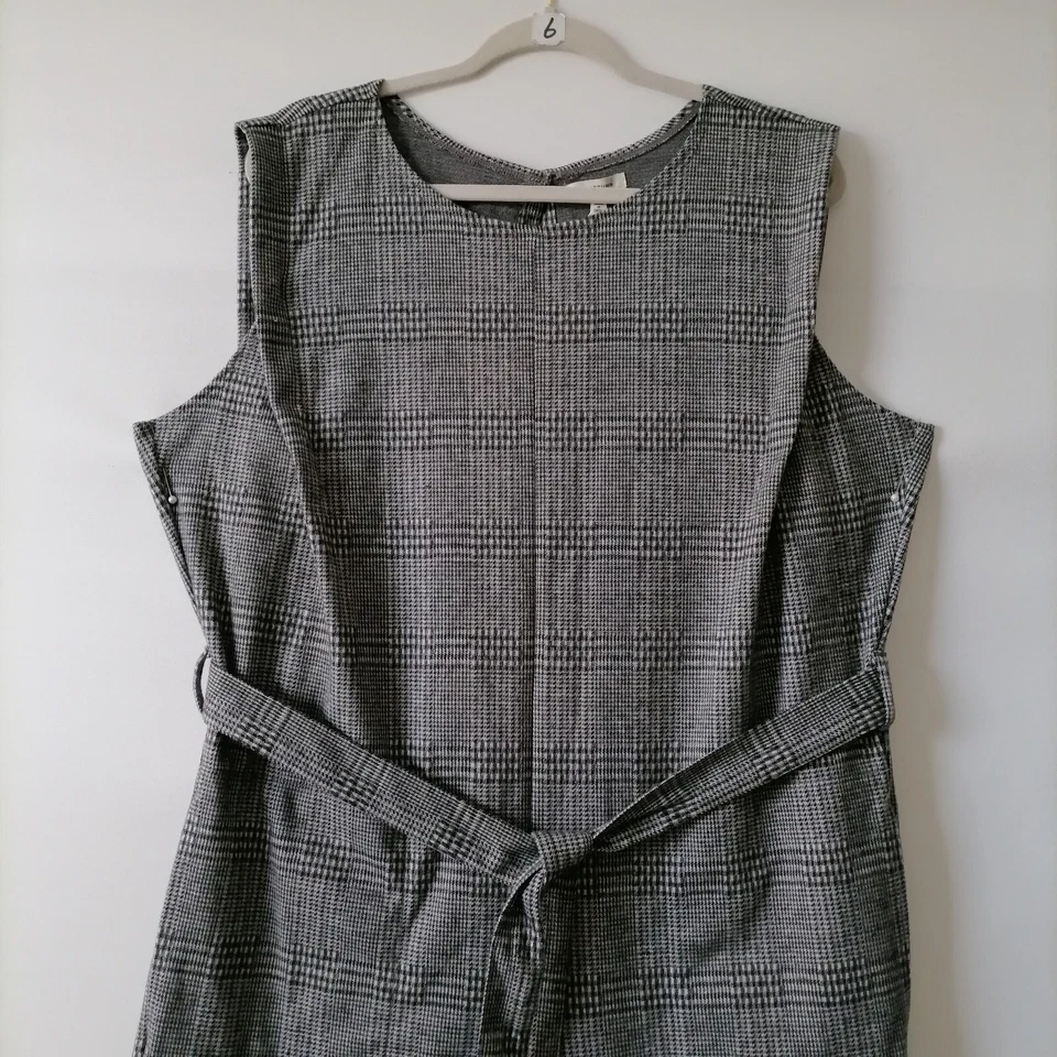 Nuevo con etiquetas Mono Max Studio para mujer gris y negro sin mangas pierna ancha a cuadros talla XL Foto 3 de 4