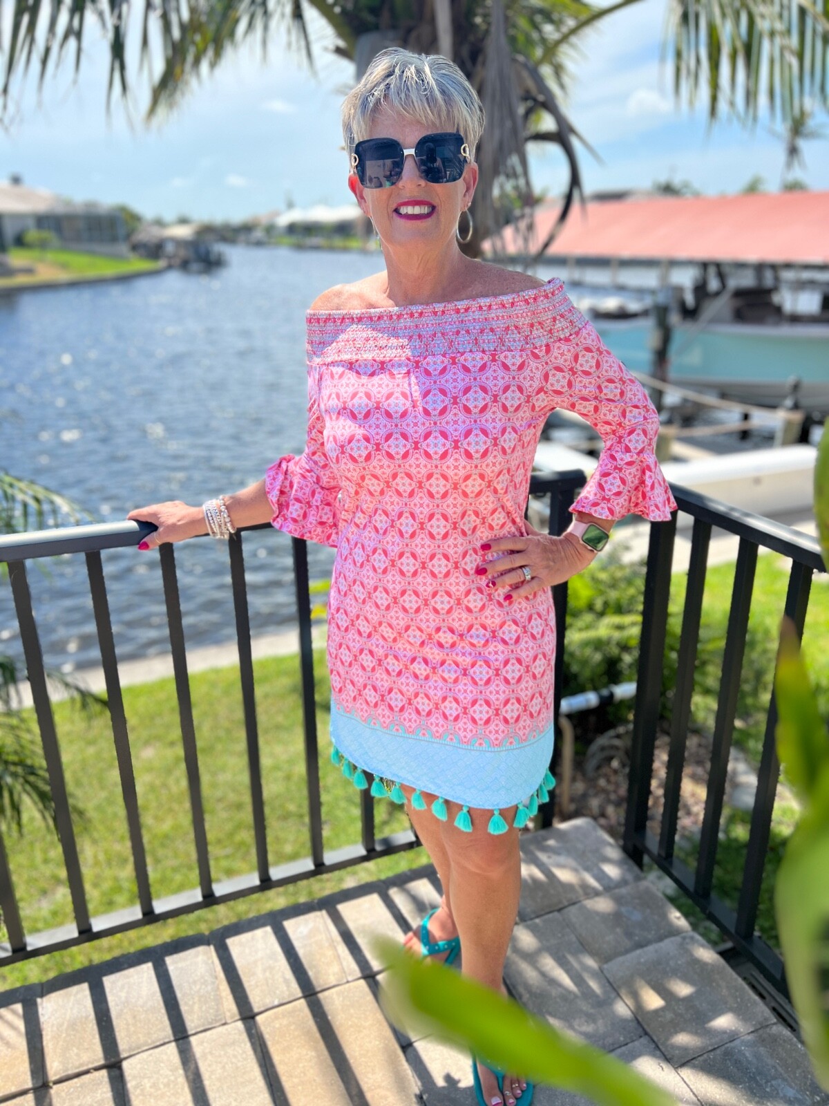 Cabana Life Coral Tides Coverluxe Smocked Dress Size XL UPF 50+