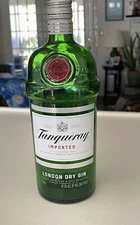 Tanqueray London Dry Gin 750ml Empty Green Glass Bottle W/ Cap & Red Wax