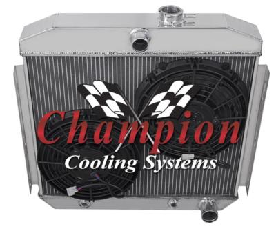 SR 2 Row 1'' Tubes Radiator,10'' Fans-1955 1956 Chevrolet Bel Air 6 Cylinder Mount