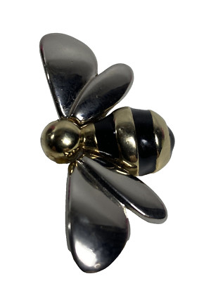 Beautiful Silvertone Goldtone Signed LC Liz Claiborne BUMBLEBEE Bee Pin Brooch
