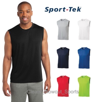 Mens Sport-Tek SLEEVELESS Dri fit MUSCLE SHIRT Performance Dry Tank ...