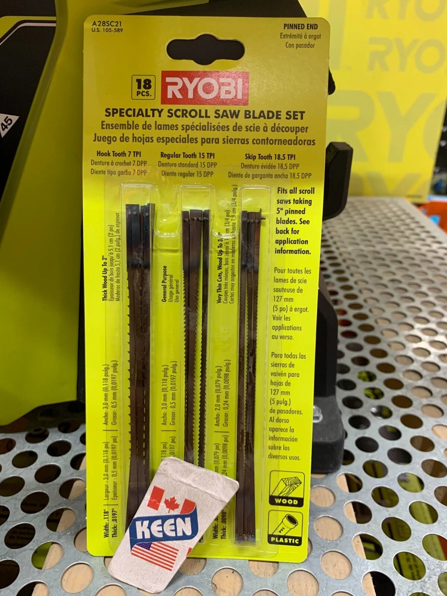 RYOBI CANADA Regular Tooth Scroll Saw Blades Assortment 18 Piece