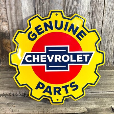 Chevrolet Chevy Genuine Parts 12'' Embossed Metal Tin Sign Garage Man Cave New