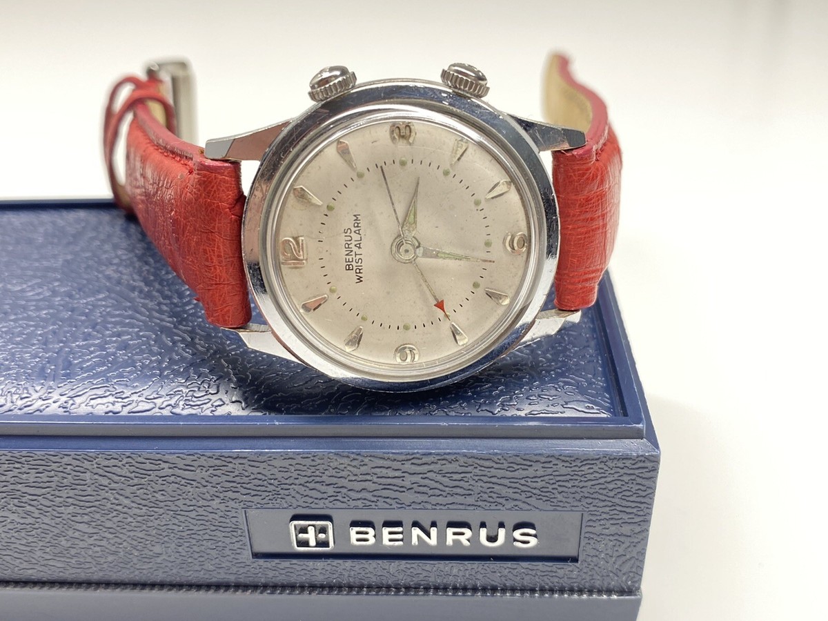 beautiful vintage benrus wrist alarm mechanical swiss made