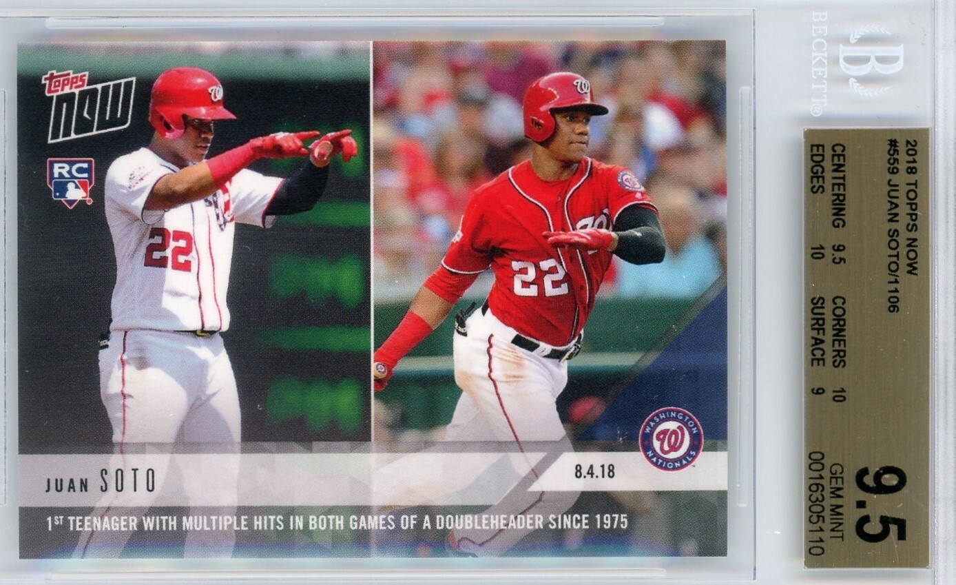 2018 TOPPS NOW MLB #559 - JUAN SOTO ROOKIE - BGS GEM MINT 9.5 WITH TWO 10's!