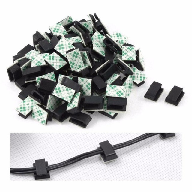 Wire Clip Black Car Tie Rectangle Cable Holder Mount Clamp self adhesive 1-50x Wire Clip Black Car Tie Rectangle Cable Holder Mount Clamp self adhesive 1-50x