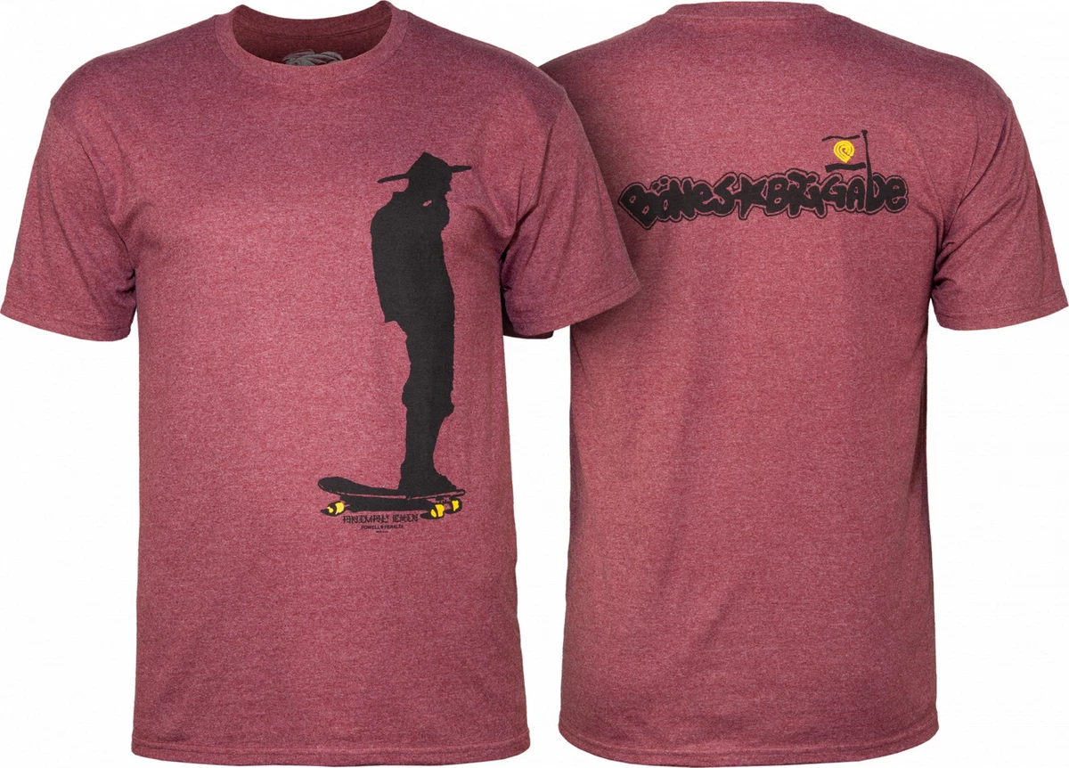 Powell Peralta BONES BRIGADE CHIN Skateboard T Shirt BURGUNDY HEATHER