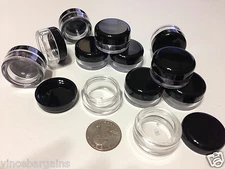 Lip Balm Cosmetic Jars Plastic Beauty Containers 5 Gram Ml Black Lid (100) 5017