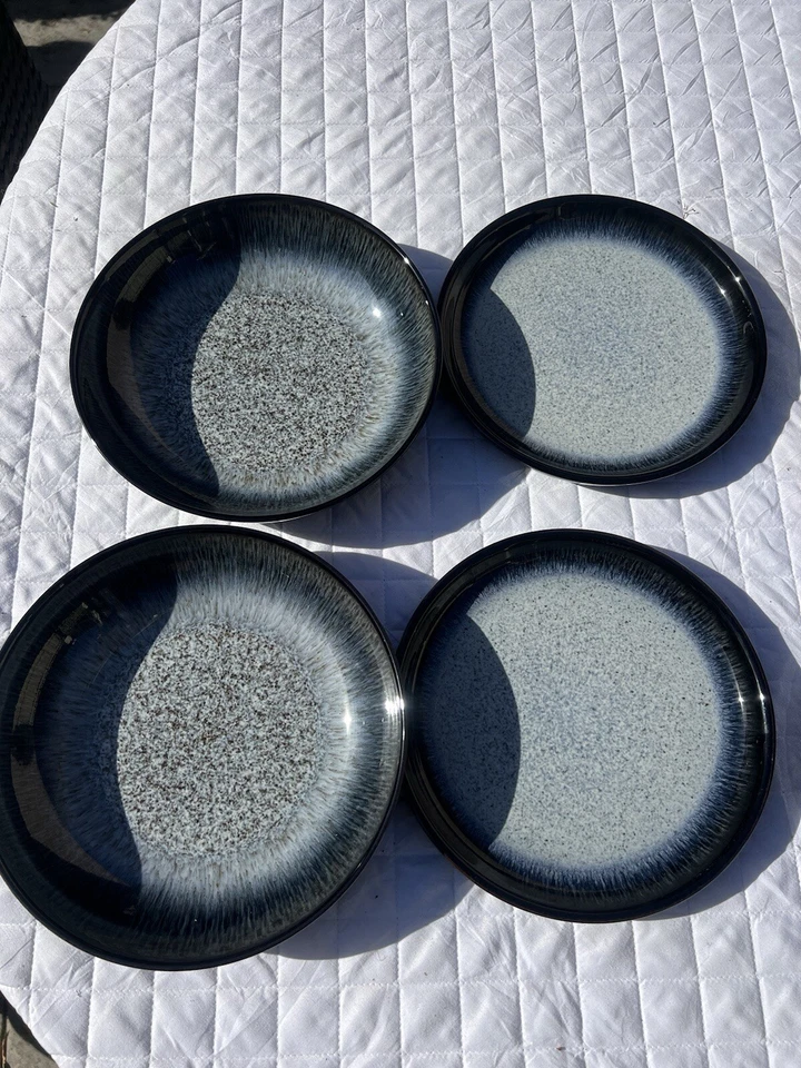 "Juego de 8 cuencos de pasta Denby gris negro halo 8,5"" y plato mediano coupé lote Inglaterra" Foto 4 de 4