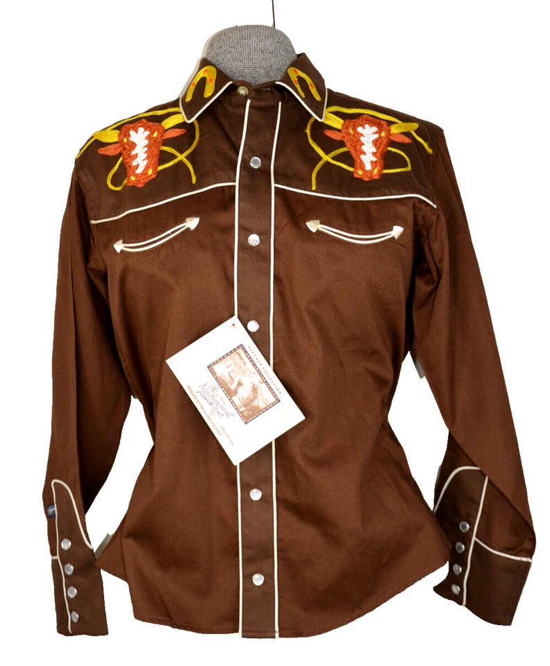 Rockmount Ranch Wear Western Shirt Kids S Cowboy Pearl Snap Longhorn Embroidered - Image 4 of 4