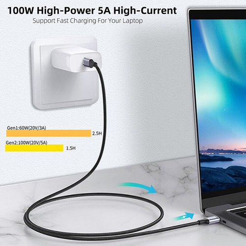 100W Gen2 Type-C USB 3.1 Female to USB-C Male Extension Data Charging Cable - Zdjęcie 7 z 14