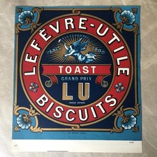 Grande Etiquette LU Ancienne Biscuits TOAST Lefèvre Utile Antique Label