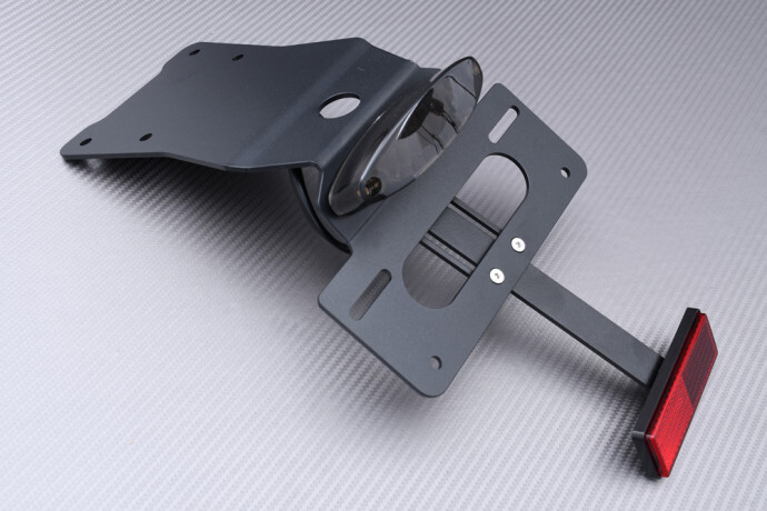 Support de plaque d'immatriculation KLR650 finition aluminium et feu teinté Premium