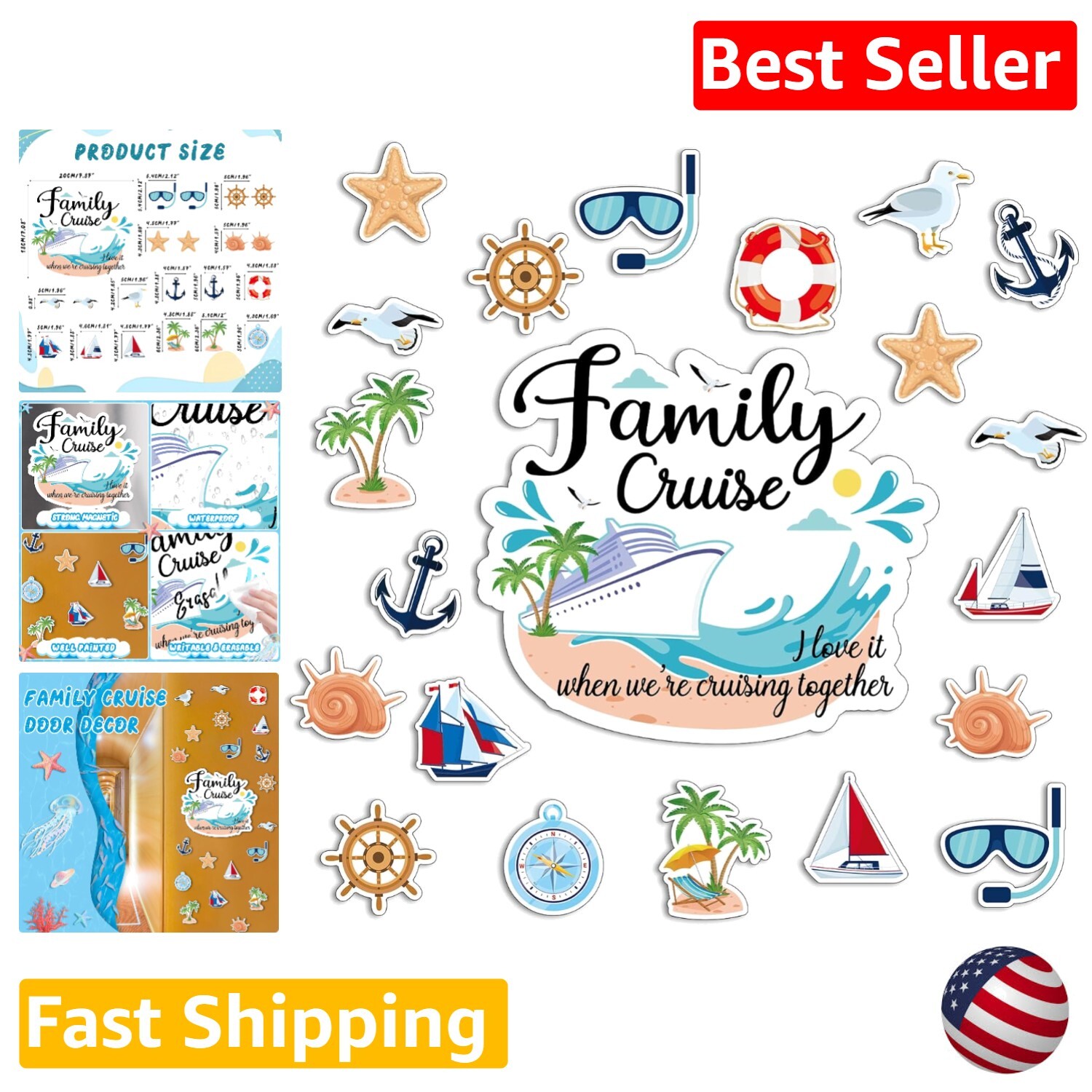 Versatile Magnetic Family Cruise Ship Decorations - Anniversary Party Favor Pack