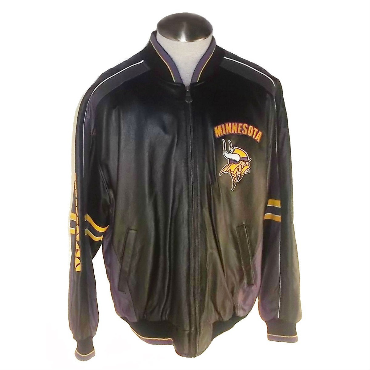 NFL Minnesota Vikings レザージャケット XXL値下げ可 NFL MINNESOTA VIKINGS LEATHER BOMBER JACKET L39090VIK | eBay