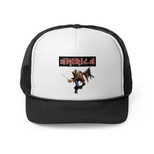 Patriotic Trucker Cap, Iron Maiden Inspired Cap, American Flag Hat, Music Lover
