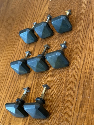 VINTAGE ART DECO GEOMETRISCH BAKELIT oder CATALIN DUNKELGRÜN SCHUBLADE SCHRANK KNAUFZUG - Bild 12 von 24
