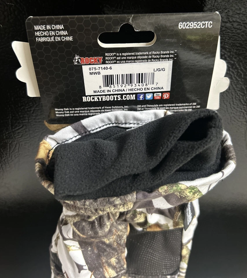 Rocky Pro Hunter Mossy Oak Winter Thinsulate Heavy Weight Fleece Lined Gloves L - Image 3 of 4