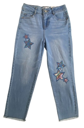 EPIC THREADS Big Girls Ankle Straight Denim Jeans Sequin Stars NWT $44 - Picture 3 of 9