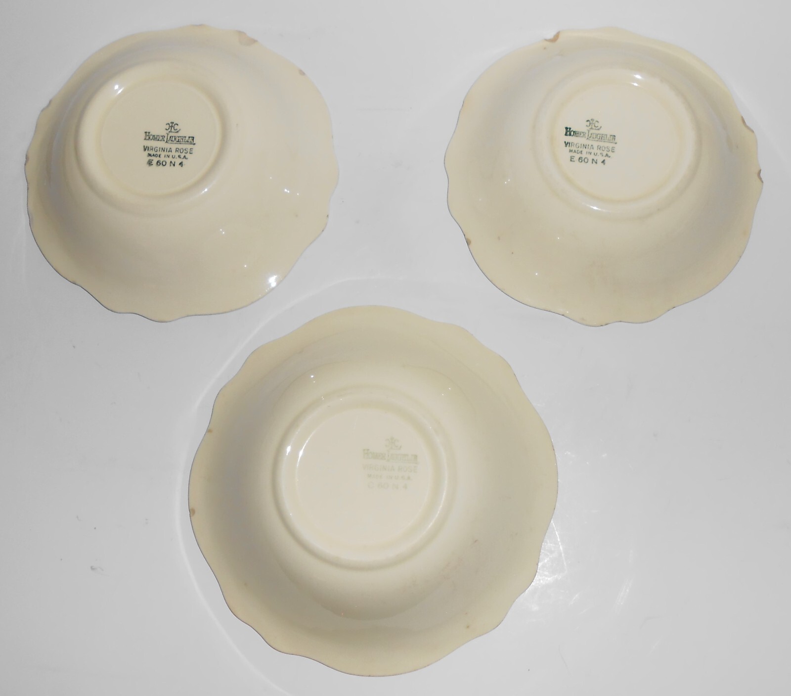 VINTAGE Homer Laughlin Company Virginia Rose w/Platinum Set 3/Bowls