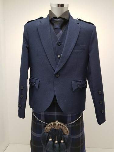 Navy Arrochar Tweed Crail Kilt Jacket 