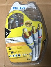 Philips 6ft Stereo Audio  Composite Video Cables 24k Gold Plated Connectors NIP