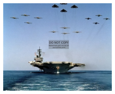 USS AMERICA CV-66 NAVY SUPER CARRIER SHIP AIRWING FLY OVER 8X10 PHOTO