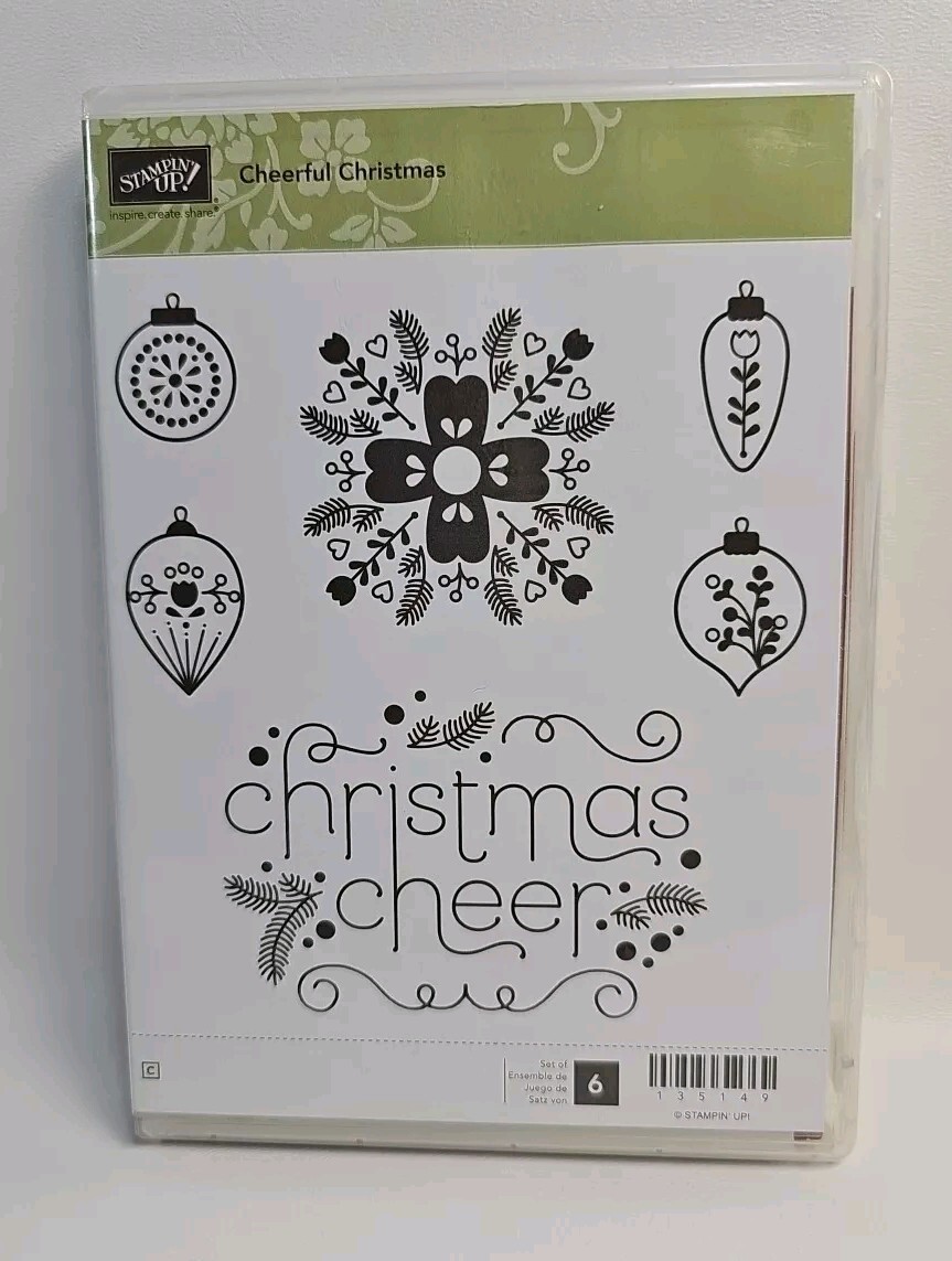 Stampin Up Cheerful Christmas Stamp Set Holiday Rubber Unmounted Stamps 135149