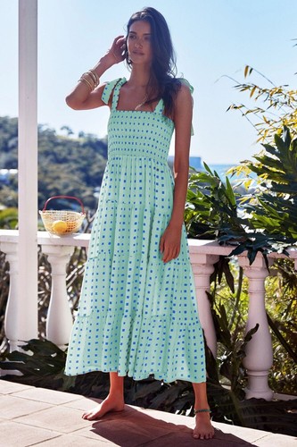 Damen Spaghettiträgerkleid Stempel Röcke Hawaii-Stil Strandkleid Ärmellos - Bild 2 von 9