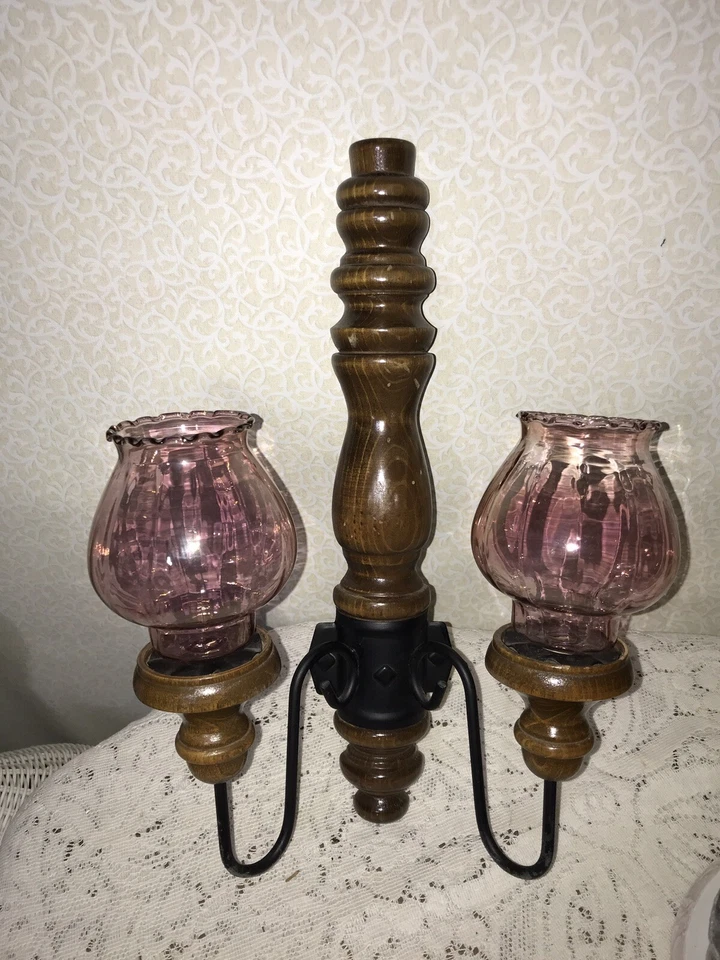 Aplique de pared de vela MCM madera metal medieval mediterráneo granja color a elección Foto 2 de 4