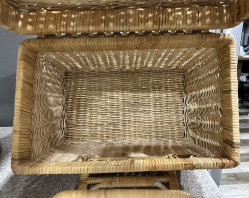 Cestino picnic/maglieria vintage in vimini Dbl serratura maniglie coperchio incernierato 10”x12”x8” ottime condizioni - Foto 12 di 12
