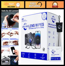 400 Lens Wipes for Eyeglasses  Clip-On Microfiber Pouch, Pre-Moistened, Streak-