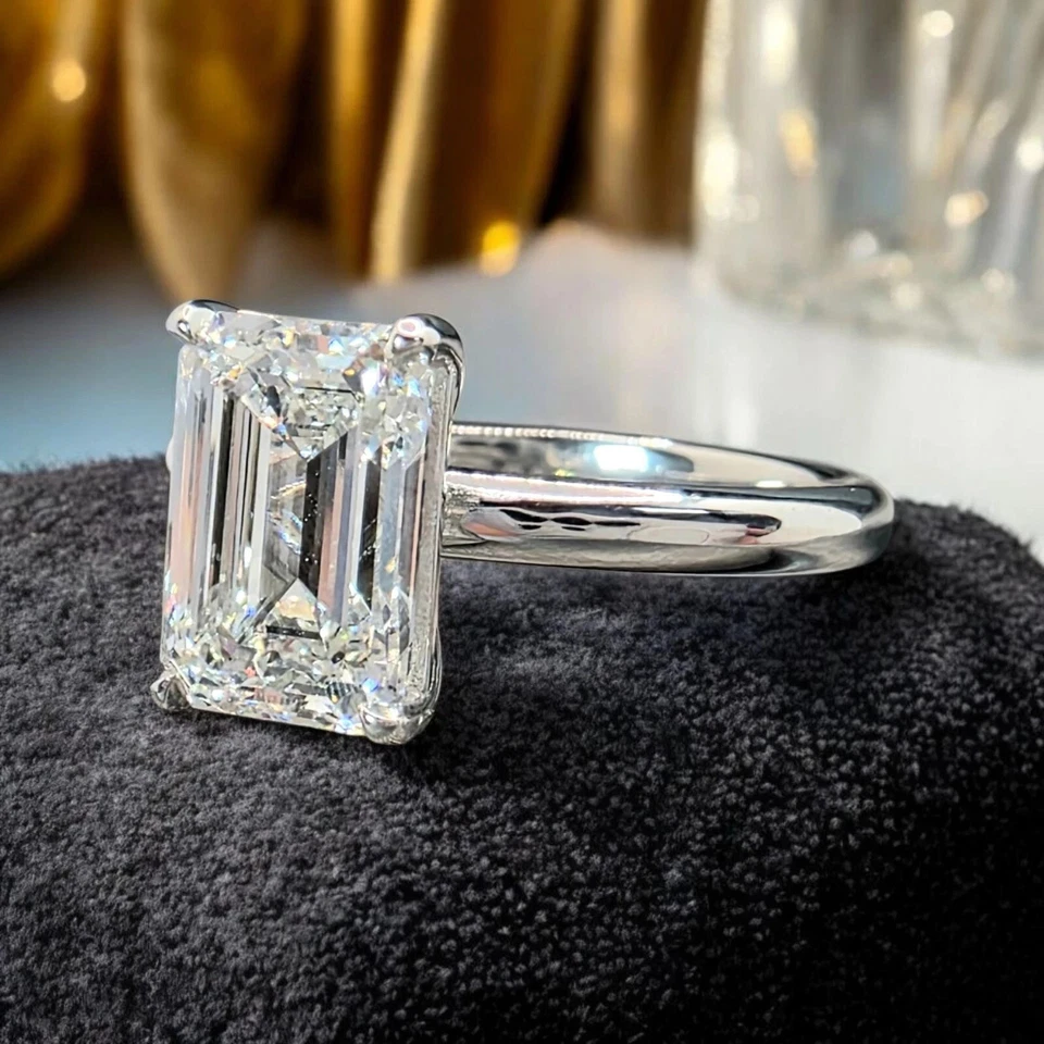 3.00 Ct G VS1 Emerald Cut Lab Grown Diamond Ring 14K White Gold - Image 3 of 4
