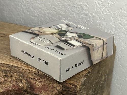 Set di 4 anelli tovaglioli vintage Oneida argentieri Wm A Rogers placcato argento 011 7301 - Foto 3 di 7