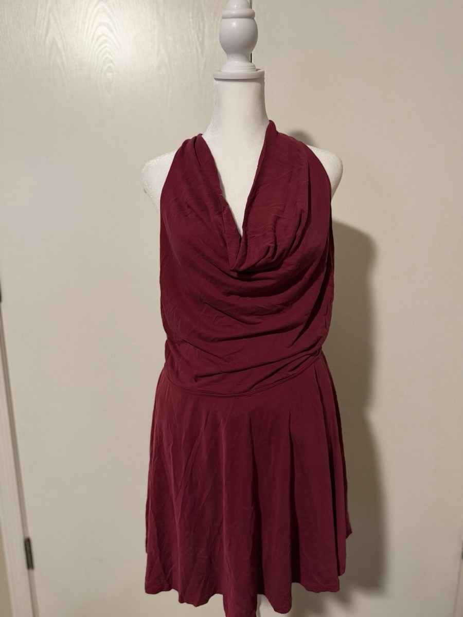 New W/ Tags Halara Halter Neck Tennis Dress W/ Shorts Xl Red/ Maroon New W/ Tags Halara Halter Neck Tennis Dress W/ Shorts Xl Red/ Maroon