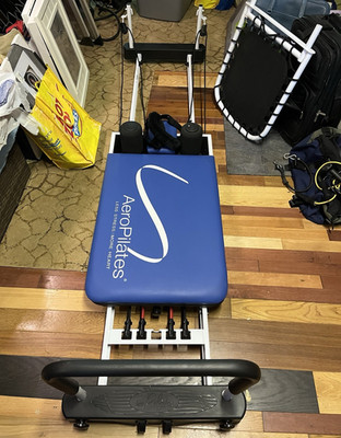 AeroPilates Performer Plus 4379 Foldable Blue Pilates Reformer w/ Jumpboard