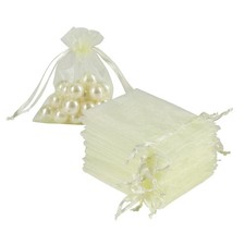 HRX Package 100pcs Little Organza Bags 3 x 4 inch, Pastel Yellow Mesh Bags Dr...