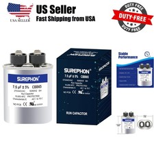 7.5 Mfd Capacitor 370V/440V Oval Run Start Capacitor for AC Motor Run or Fan ...