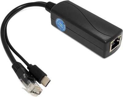 Gigabit Type C Poe Splitter 5V 3A, IEEE 802.3Af/At Standard, 10/100/1000Mbps Typ