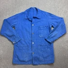 French Jacket Adult Small Blue VTG Utility Workwear Canvas Chore Military Men