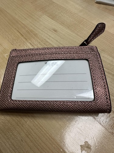 Llavero Coach Mini Flaco Estuche de Identificación para Mujer Talla Única Oro Rosa Granulado Cuero - Imagen 3 de 7