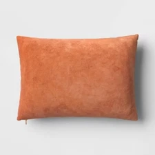 Oversize Washed Cotton Velvet Lumbar Throw Pillow Terracotta Pink - Threshold