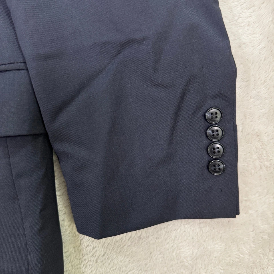 Joseph Abboud Mens 46R Navy Marzotto S120s Wool Blazer Suit Jacket Made in USA - Image 3 of 4