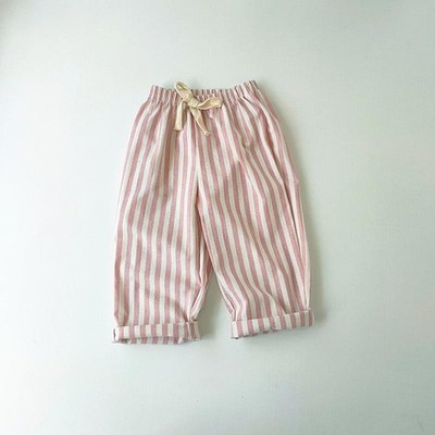 Linen Cotton Stripe Pants for Boys Girls Summer Autumn Casual Loose Kids Childre