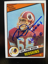 Russ Grimm Autographed 1984 Topps Football ROOKIE Card #381 Hogs HOF. rookie card picture