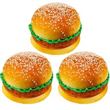 Croblissful 3 Pcs Artificial Hamburgers Realistic Fake Food Bread Model Photogra