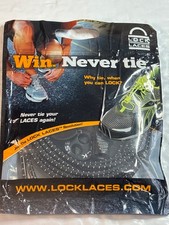 LOCK LACES Elastic No Tie Shoelaces Black Stretch Lock System Athletic Shoes