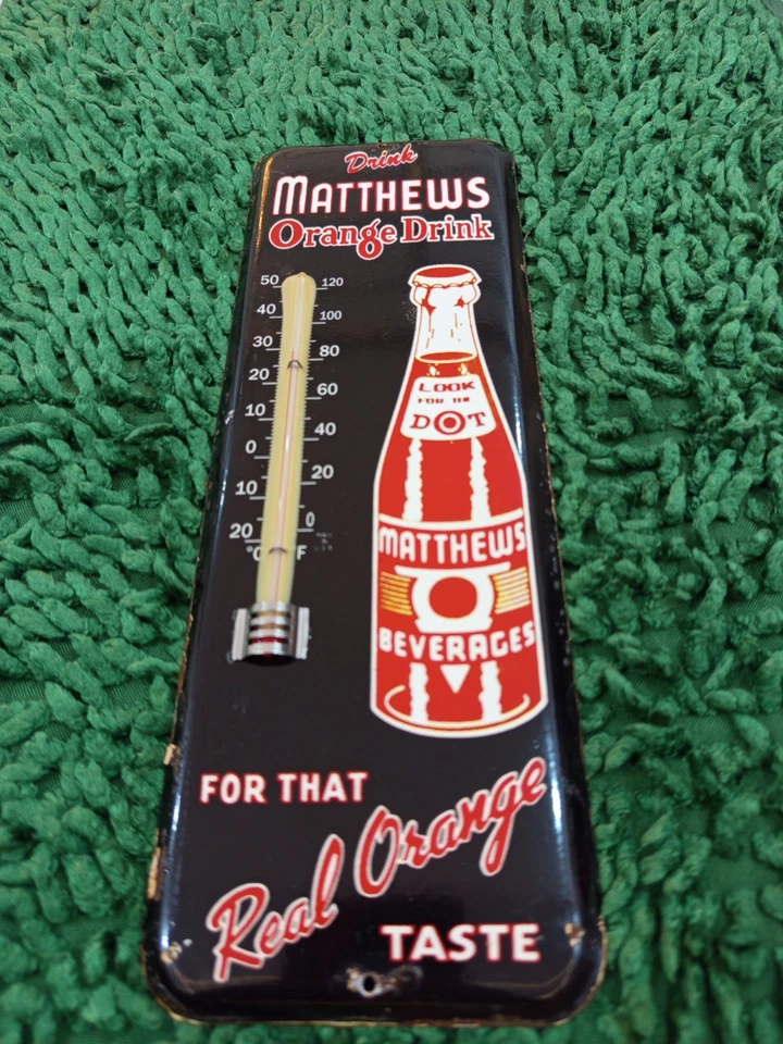 Matthew Naranja Bebida Modo Vintage Termómetro Plato Mercancía No Porcelana Foto 3 de 4